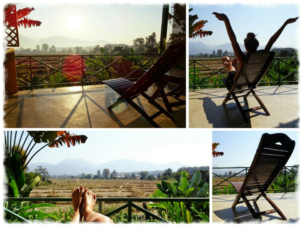 Time to relax and enjoy the panoramic views over the mountains and rice paddies in Pai Thailand