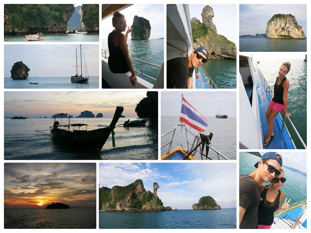 collage of krabi 7 island sunset tour