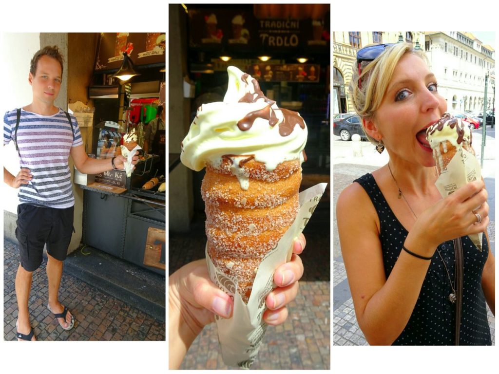 unique-things-prague-trdelnik-with-ice-cream-selfie