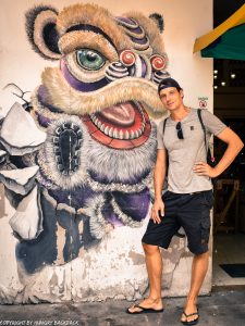 Lion Break Dance street art Penang