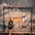 children on swing street art Penang