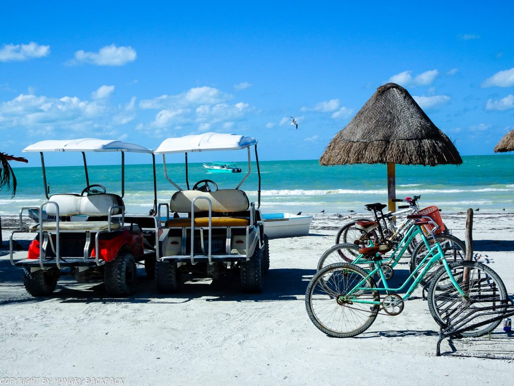 Holbox guide_bike and golf cart parking on beach