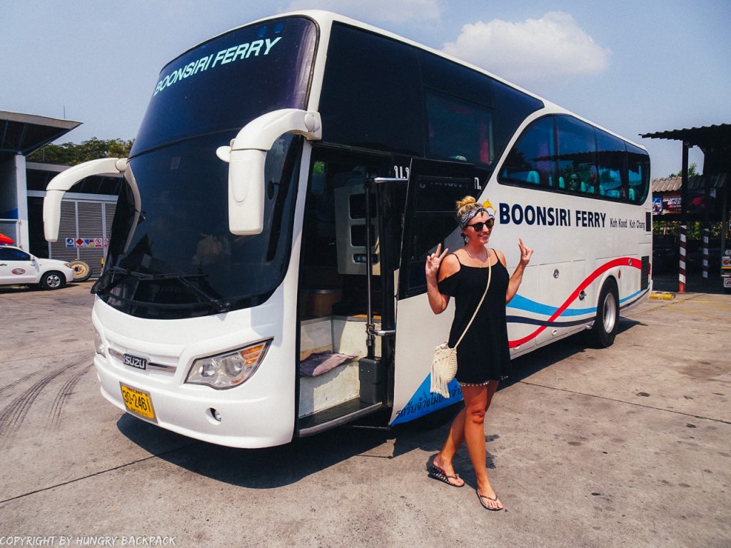 Bangkok to Ko Kut_Berit posing with boonsiri bus