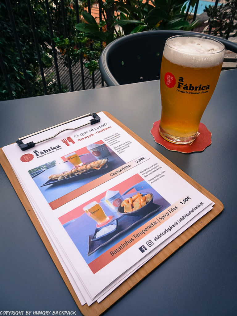 Craft beer Tour Porto_a Fabrica_beer and menu on outside terrace