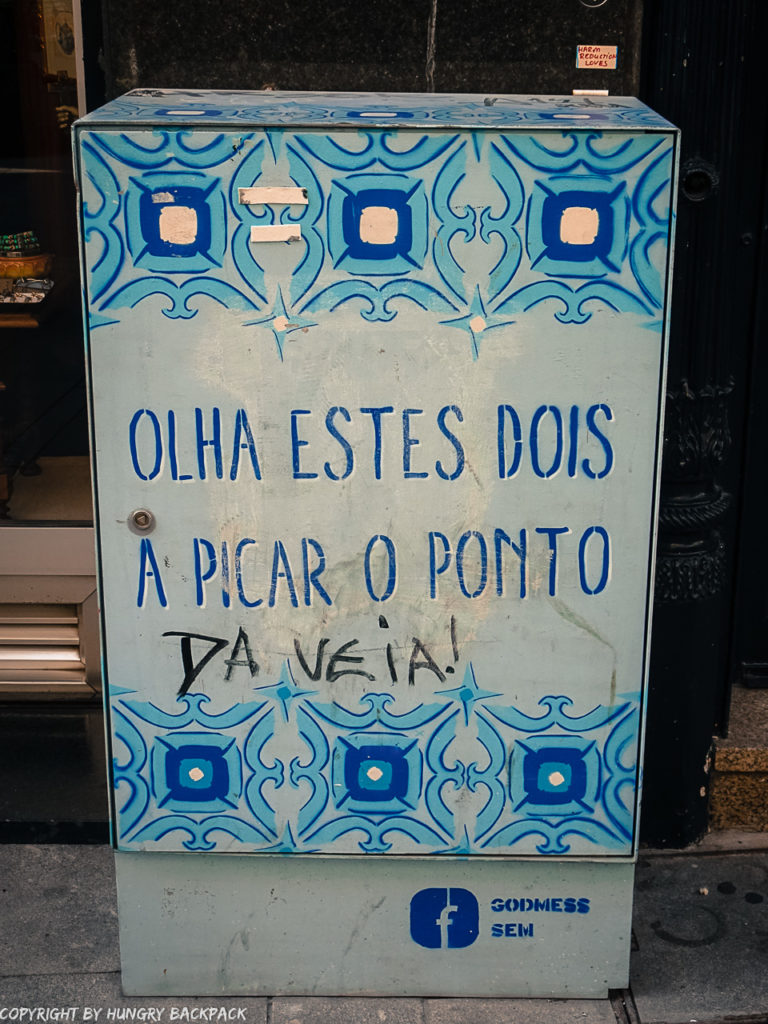 Porto street art_Rua das Flores_electrical box Godmess
