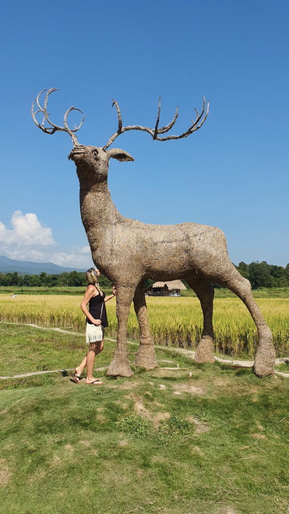 Giant reindeer sculpture at Huay Tueng Tao