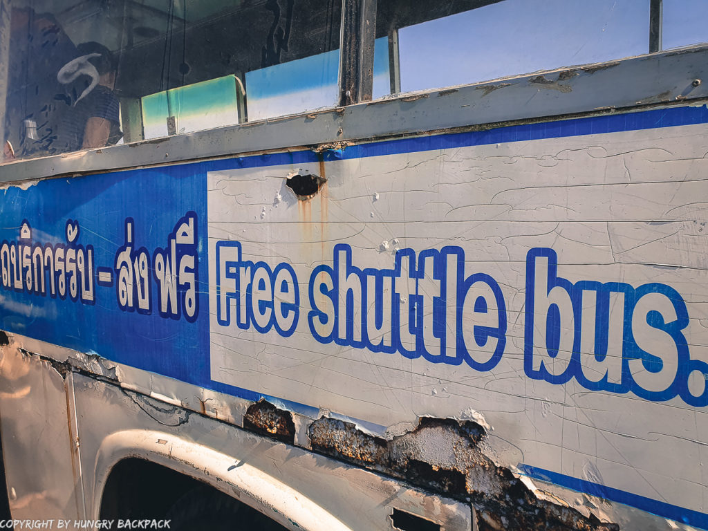free but rusty shuttle bus to Bus Terminal_diy Koh Chang Bangkok_999 government bus